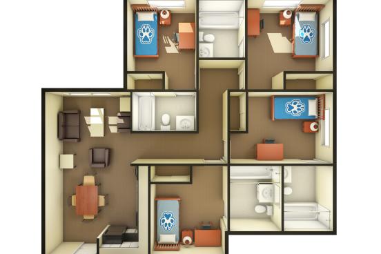 Beaujolais floor plan 4 bedroom 3D birds eye view