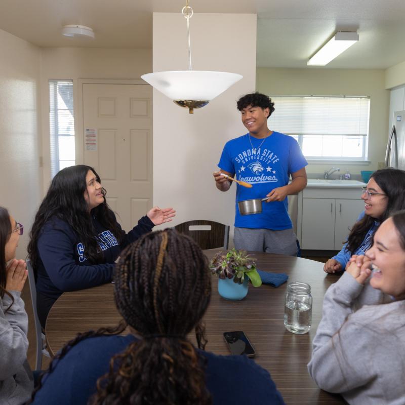 Students cooking together