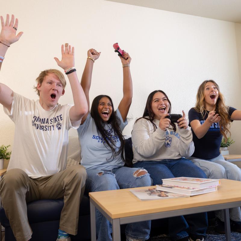 students playing video games