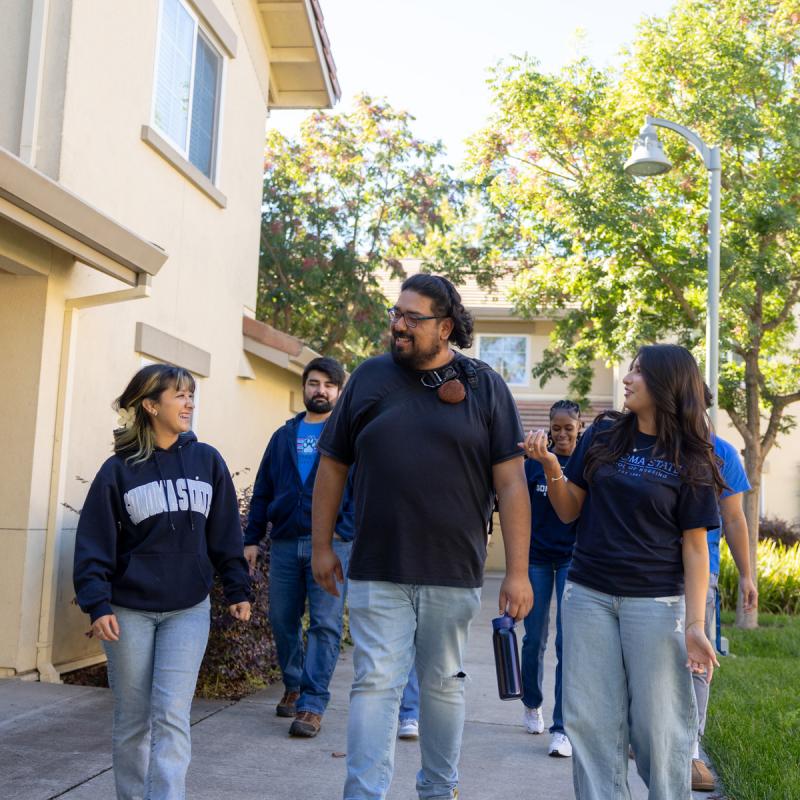 students walking together