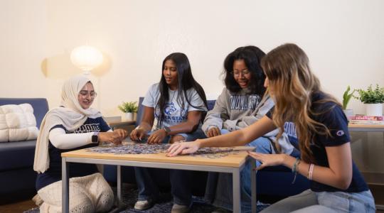 Students doing homework together