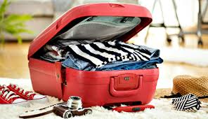 Open suitcase of clothing