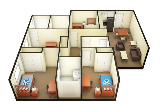 Beaujolais floor plan 4 bedroom 3D side view