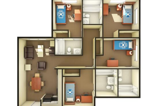 Beaujolais floor plan 4 bedroom 3D birds eye view