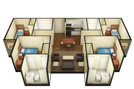 Beaujolais floor plan 4 bedroom side view