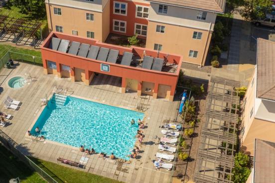 Beujolais Village aerial view showing pool