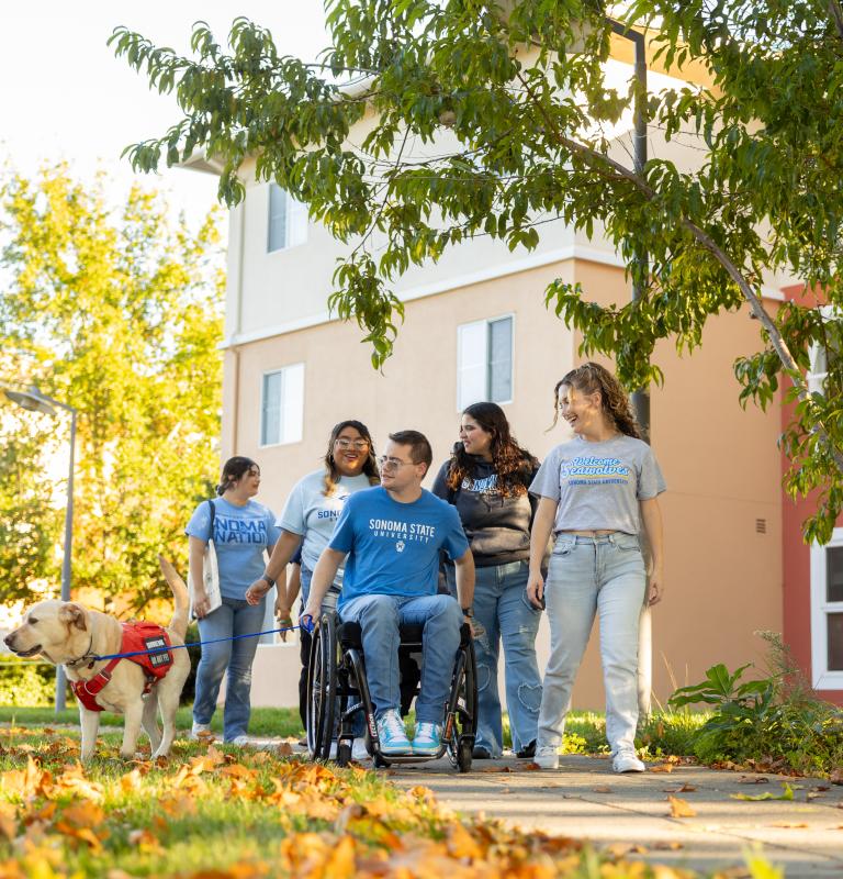 Students walking on campus