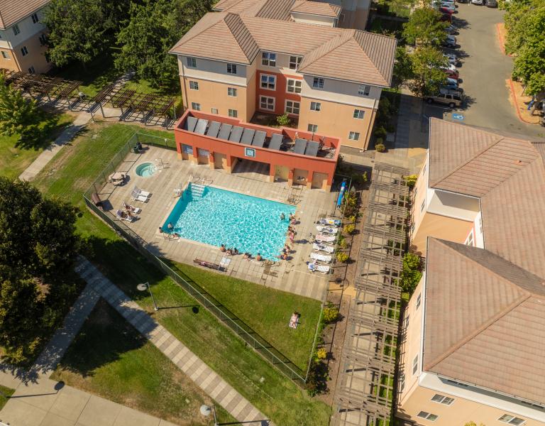Ariel view of pool