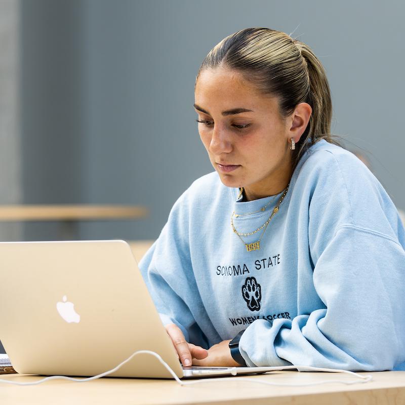 student working on laptop computer