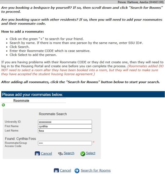 Search your roommate and enter their group code
