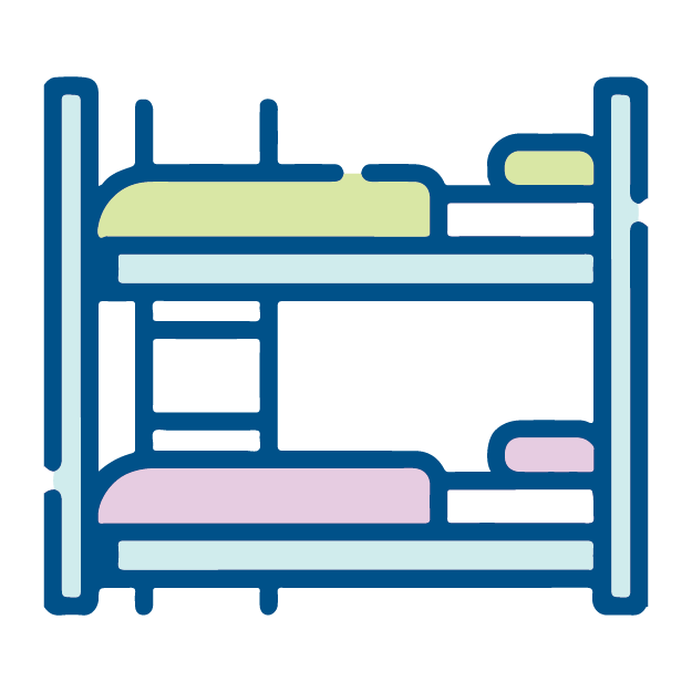 Bunk beds with 2 beds on top of each other icon
